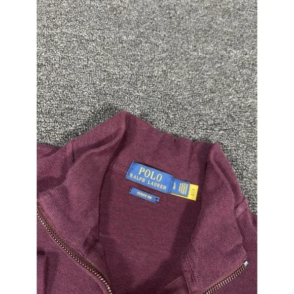 Polo Ralph Lauren 1/4 Zip Sweater Men's Large Estate Rib Pony Preppy Burgundy - Picture 4 of 8